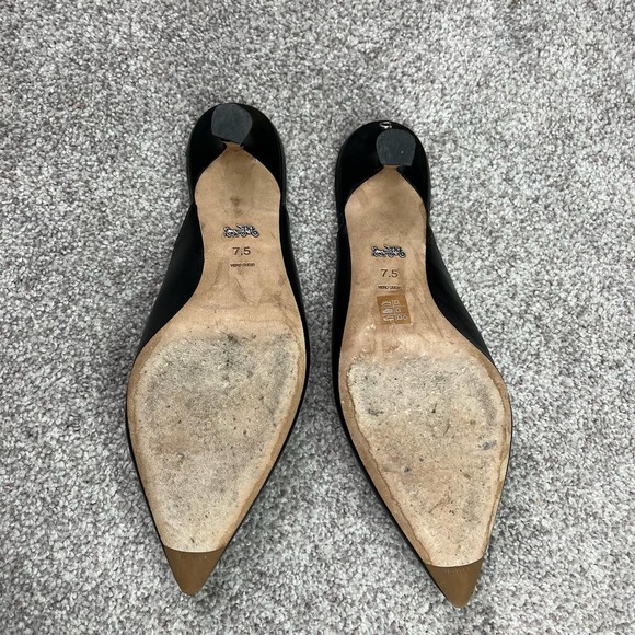 Beautiful Coach Black mule kitten pumps size 7.5 - Picture 4 of 9